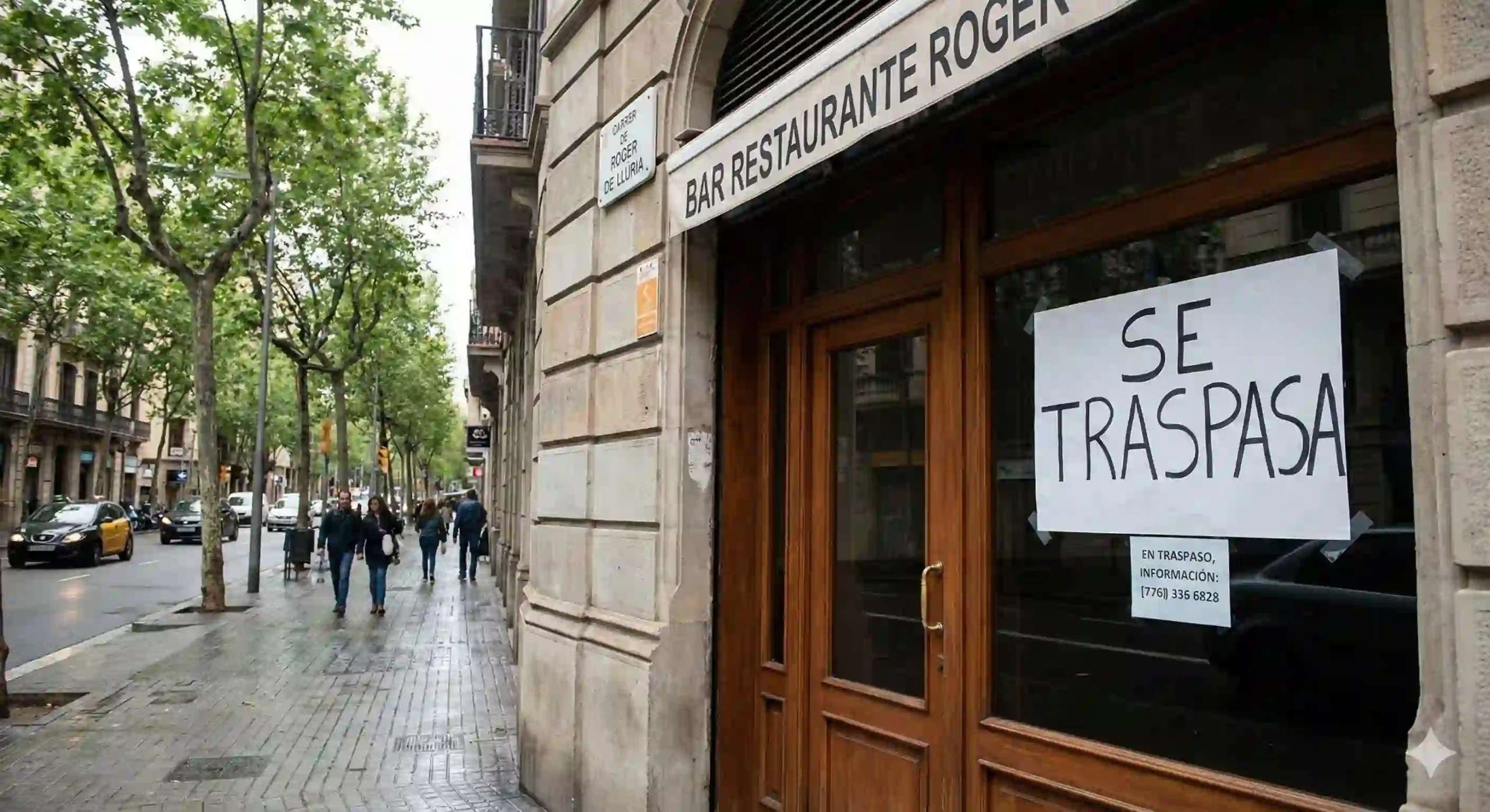 Bar, Restaurante en Roger de Llúria -Inmotula fachada de un bar restaurante situado en Roger de Fahada de un bar en calle rogeer Llúria, disponible para traspaso por Inmotula.