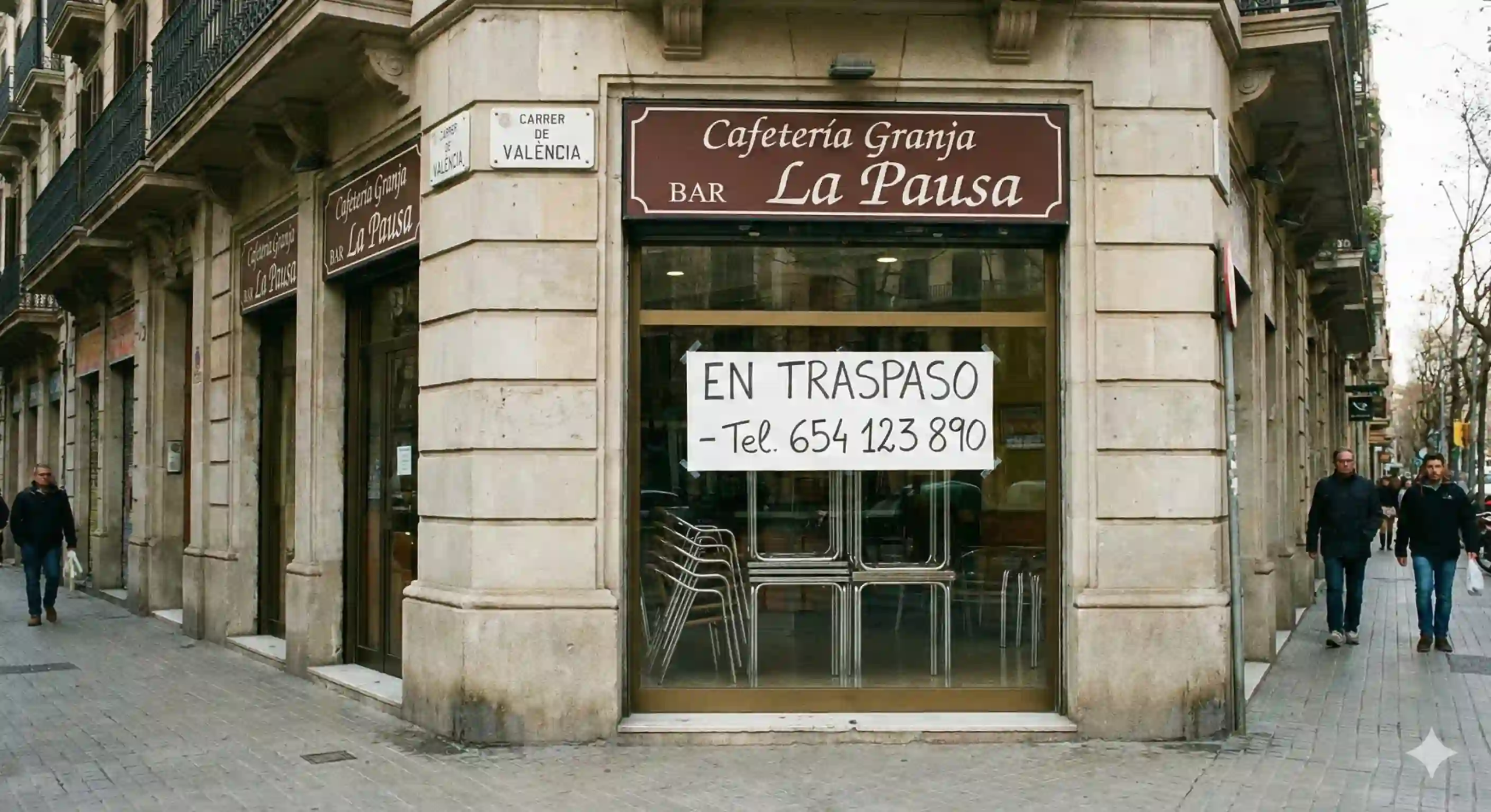 Restaurante, Bar se Traspasa en Calle de València – inmotula. Interior realista y de diseño minimalista de un restaurante bar situado en la Calle de València, disponible para traspaso por inmotula..