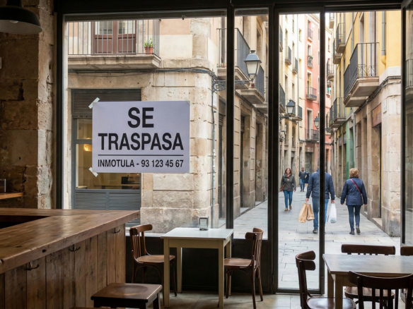nterior realista y de diseño minimalista de un bar restaurante situado en el Carrer dels Àngels, Ciutat Vella, disponible para traspaso por Inmotula.