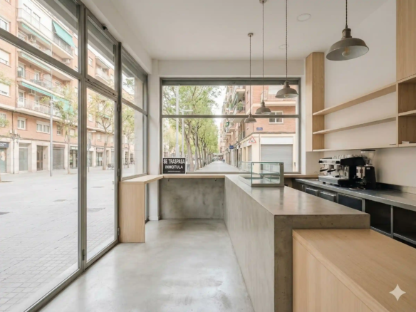 bar con servicio de comida para llevar (take away) disponible para traspaso en la Rambla Just Oliveras, L'Hospitalet de Llobregat, Barcelona, gestionado por Inmotula.